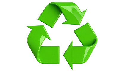 Obraz premium Green recycling symbol made of three arrows isolated on a transparent background recycle 1