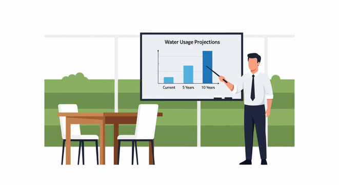 Businessman presenting graph data.