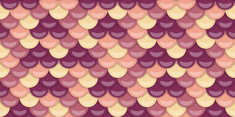 Elegant seamless pattern of overlapping scales in soft pink, mauve, and cream tones.  Perfect for backgrounds, textures, fashion designs, and feminine branding. © Olena