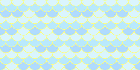 Serene pastel blue and yellow fish scale pattern.  Perfect for backgrounds, textiles, or website design. Evokes feelings of calmness and ocean tranquility. © Olena