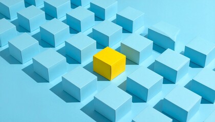 Obraz premium Yellow cube among blue cubes