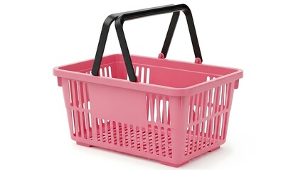 Fototapeta premium A pink plastic shopping basket with black handle