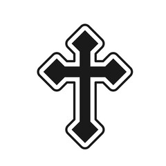 Obraz premium Stylized Christian cross symbol with decorative outline, representing faith, religion, and spirituality for religious themes and iconography