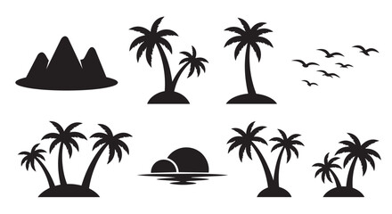 Tropical island getaway with palm trees and sunset © Sakib