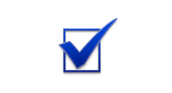 blue checkmark symbol inside a square checkbox representing approval completion and success on a clean white background ideal for ui design.