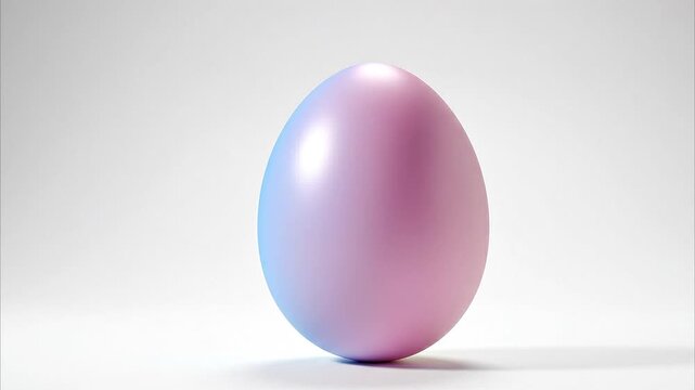 Easter day celebration with a single shiny purple egg on a plain white surface from a front viewpoint 0309(37).mp4