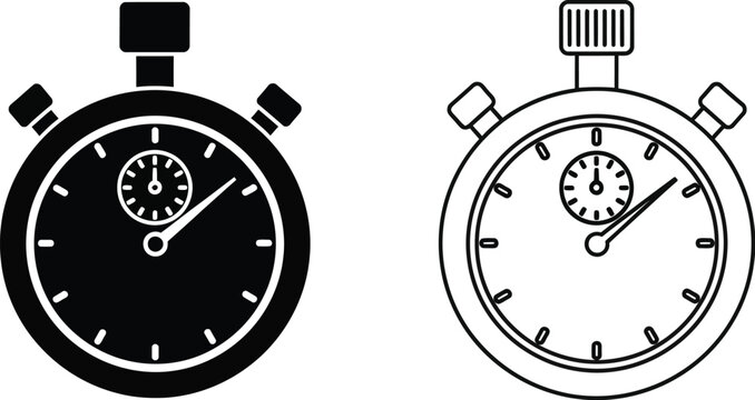 Stopwatch clipart - digital and analog timers isolated on transparent background, Vector