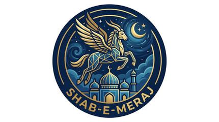 Shab-E-Meraj Vector Logo with Buraq and Mosque