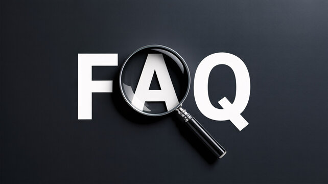 Magnifying glass zooms in on FAQ text for clear answers