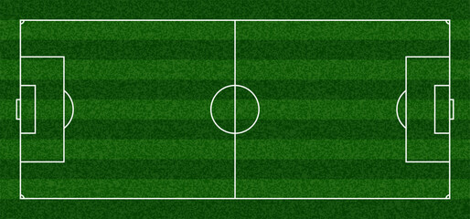 Green Soccer Field Top View Background. Vector Green Grass Pitch Stadium Texture with Soccer Court Scheme. Realistic Sport Turf Ground Texture for Football and Baseball Games. Stadium Lines Illustrati © Briddy