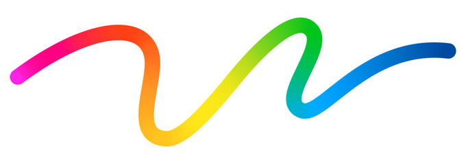 Abstract Color Line Shape. Gradient Wave Vector Graphic. Rainbow Color Wavy Doodle Element. Swirl Flow Ribbon with Vibrant Gradation.