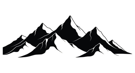 Obraz premium Black Silhouette of Mountain Peaks Illustration.