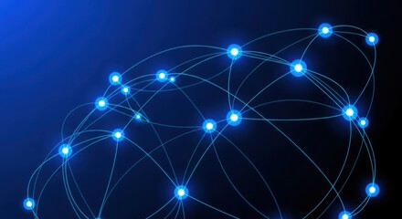 Fototapeta premium A network of glowing blue lines and dots on a dark background