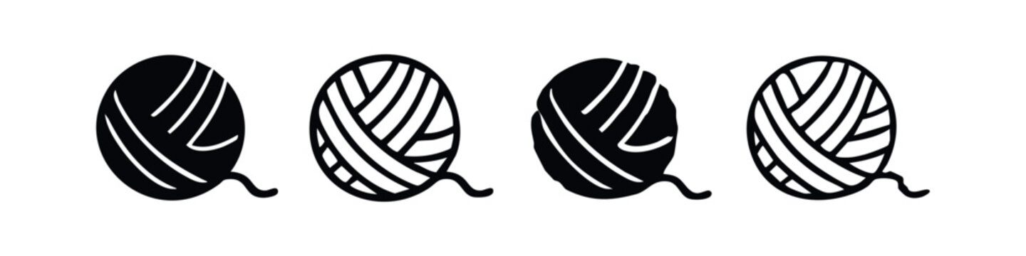 Hand-Drawn Yarn Ball Icons for Knitting, Crochet, and Craft Projects.
