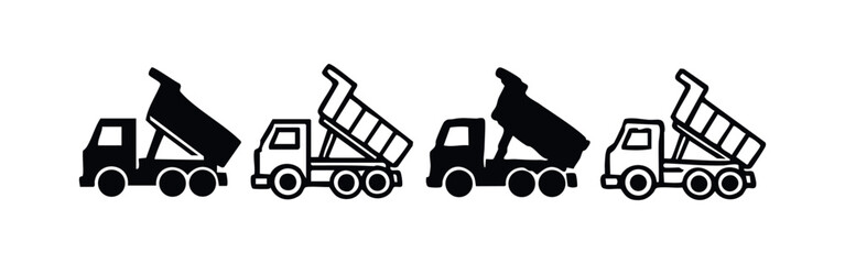 Industrial Dump Truck Icons for Material Hauling © liubomir118809