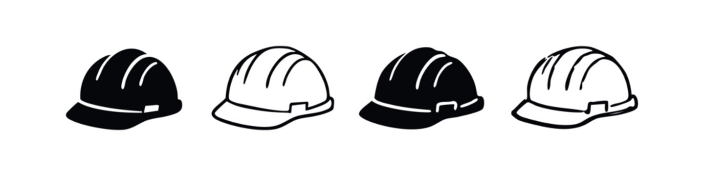Safety Hard Hat Icons for Construction Workers and Industrial Sites