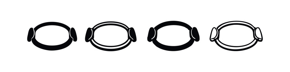 Pilates ring set of icons. Fitness magic circle for core, muscle strengthening, and posture improvement. © liubomir118809