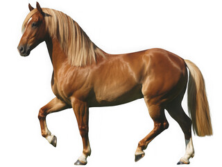 Obraz premium Majestic chestnut horse with blonde mane isolated on transparent background
