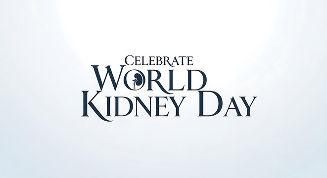 "Celebrate World Kidney Day" is a sophisticated serif font with a modest kidney emblem