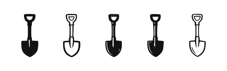 Shovel Icons Set. Garden Shovel Vector Collection. Digging Tool Symbol Pack. Construction Equipment for Earthwork. © liubomir118809