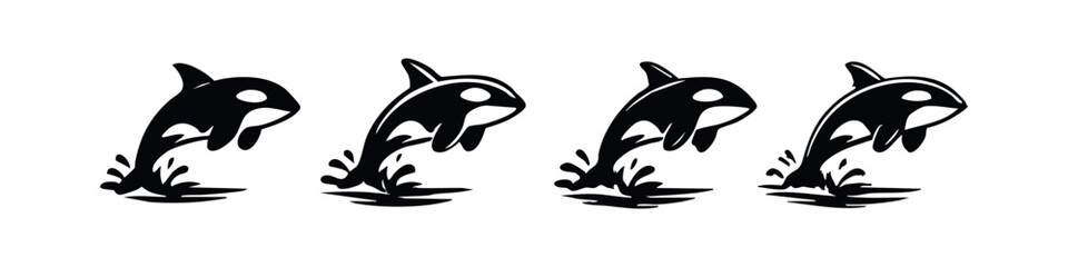 Stylized Killer Whale Jumping Illustrations © liubomir118809