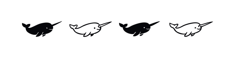Cute Narwhal Vector Icons in Cartoon and Stylized Art Styles © liubomir118809