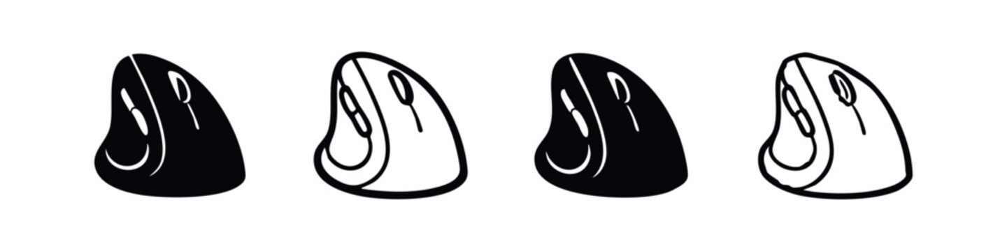 Ergonomic computer mouse with multiple buttons vector icon set for enhanced productivity and comfort.