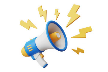 Megaphone with lightning isolated on transparent background