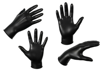 Obraz premium Four black latex gloves in different positions