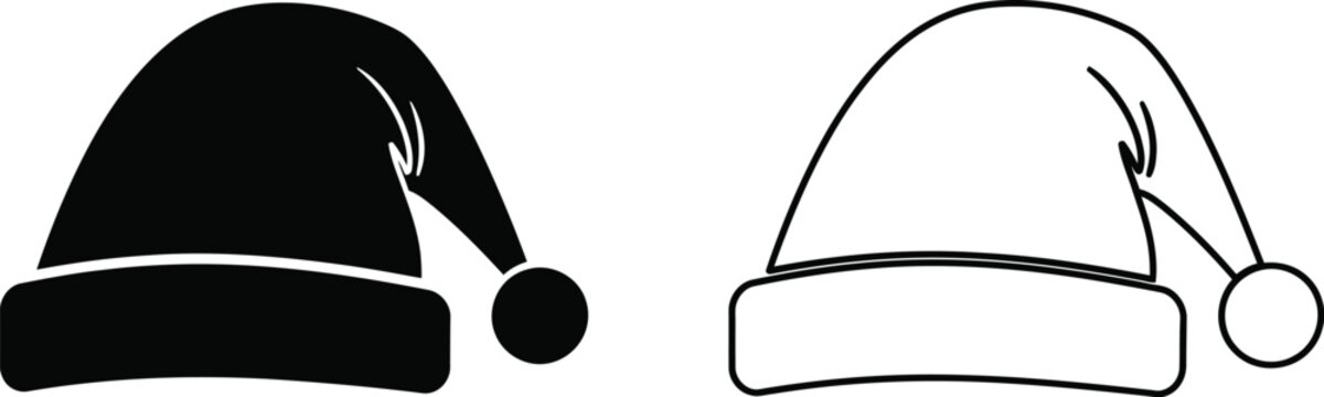 Black and white santa hats Vector
