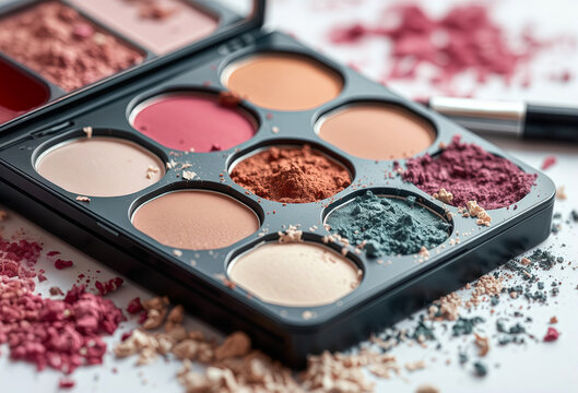 Colorful Eyeshadow Makeup Palette Powder Spill Brush