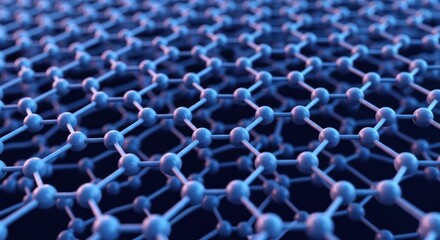 Obraz premium Abstract blue atomic lattice structure with shallow depth of field