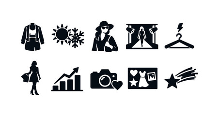 Obraz premium Fashion silhouette icon set featuring chic, modern style elements for designers