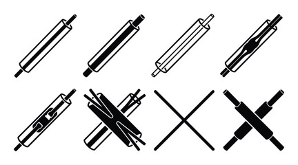 Naklejka premium Fiber optic splice sleeve icons set, different sleeve design variants, communication technology and network solutions