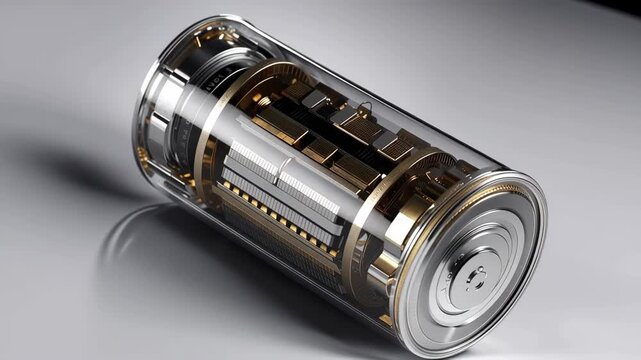 Transparent cylindrical electronic module with visible circuit layers gold contacts and layered