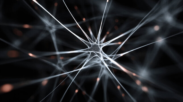 Neuronal Network: A mesmerizing, macro view into the intricate web of neurons and synapses within the brain, highlighting the complex structures of the central nervous system.