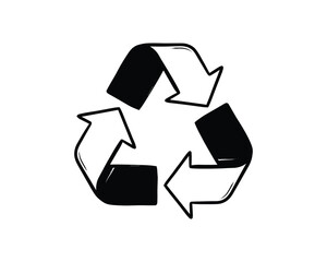 Obraz premium Recycle symbol design with arrows rotating in triangular form. Black and white vector recycling sign