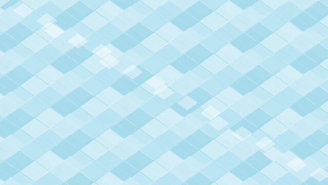 Seamless abstract geometric pattern with overlapping translucent blue squares in diagonal arrangement, gradient depth design for wallpapers, textiles, and modern digital art projects