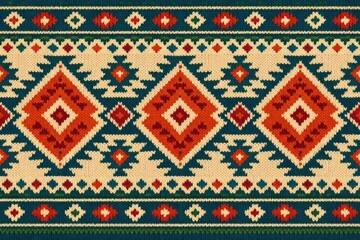 Aztec-Inspired Geometric Pattern: A vibrant and intricate tapestry of geometric shapes and bold colors that reflects ancient art, creating a harmonious and decorative visual feast.