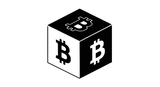Vector illustration&nbsp;of bitcoin cube icon on a transparent background