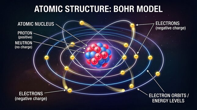 Exploring atomic structure bohr model science classroom educational diagram digital illustration detailed view chemistry concept