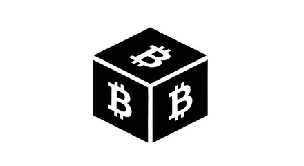 Vector illustration&nbsp;of bitcoin cube icon, cryptocurrency 3d block symbol, vector graphic on a transparent background