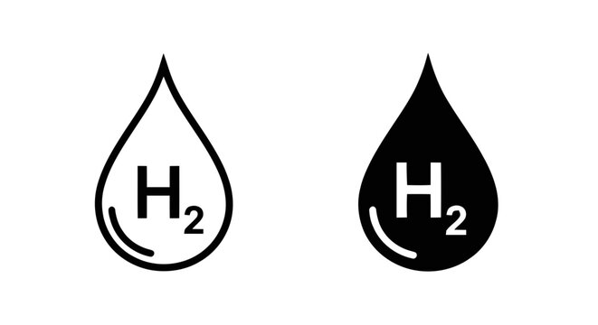 Vector illustration&nbsp;of hydrogen h2 fuel drop icon set on a transparent background