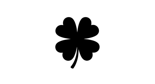 Vector illustration&nbsp;of black four leaf clover silhouette icon on a transparent background