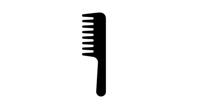 Vector illustration&nbsp;of black silhouette of a wide tooth comb on a transparent background
