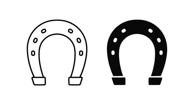 Vector illustration&nbsp;of horseshoe icon set, horse shoe symbol, flat and outline design on a transparent background