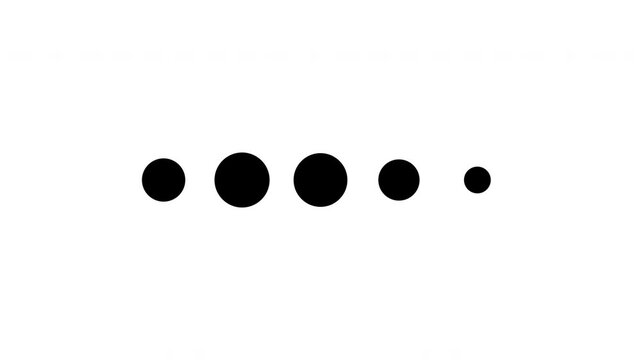 Five Dots Loading Loop Animation - Black Circles Buffering Isolated On White Background
