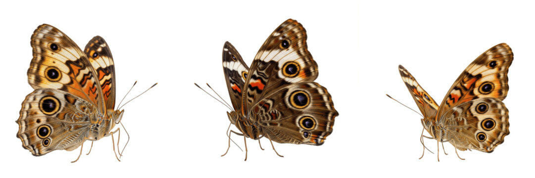 Common Buckeye Butterfly Junonia Coenia Isolated on White Background PNG Collection Patterned Wings Eyespots Insects Nature Wildlife Macro Small Fauna Summer Set