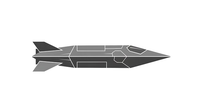 Military stealth aircraft vector icon isolated on white background, advanced fighter jet or drone for defense operations
