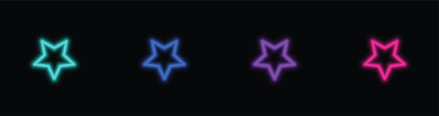 Row of four luminous star outlines showcasing a striking spectrum of cool and warm colors © designboundary
